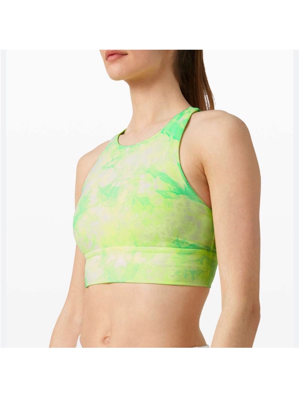 Lululemon energy bra high neck Long Line Shibori Green Tie Dye - size 8